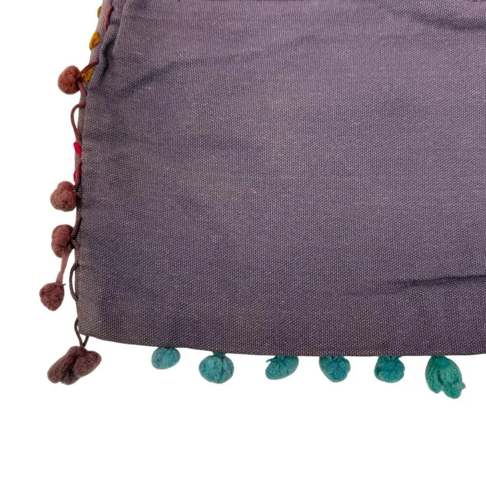 Hand Embroidered‎ Decorative Square Pillow Cover Bohemian Boho Style 15 x 16 in